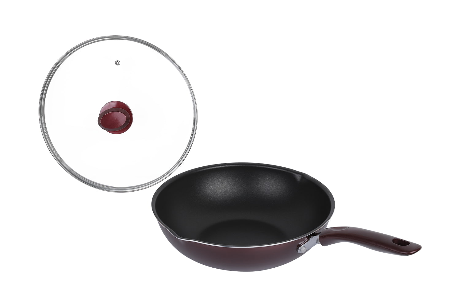 CLB3031D Wok-Med glasslokk 30 wok, Flaming Wok, non-stick wok